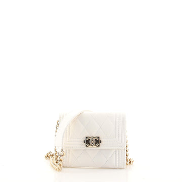 Chanel Boy Flap Card Holder on Chain Quilted Caviar