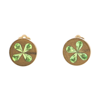 Chanel Vintage Clover Round Clip-on Earrings Holographic Resin