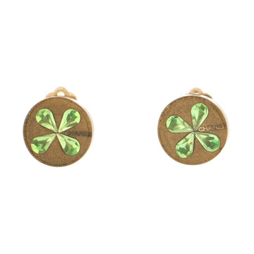 Chanel Vintage Clover Round Clip-on Earrings Holographic Resin