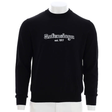 Balenciaga Men's Logo Crewneck Sweater Embroidered Knit Wool