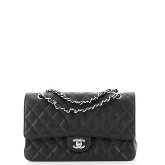 Chanel Vintage Classic Double Flap Bag Quilted Caviar Medium