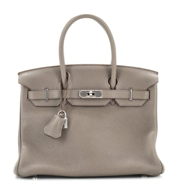 Hermes Birkin Handbag Grey Togo with Palladium Hardware 30