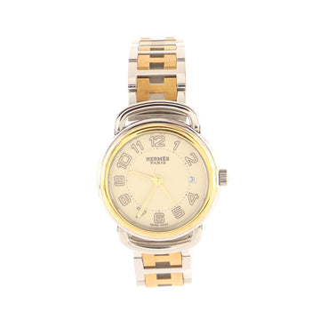 Hermes Pullman Quartz Watch Stainless Steel with Gold Plating 25