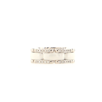 Chanel Ultra Link Ring 18K White Gold with Diamonds and Ceramic Medium
