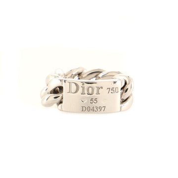 Christian Dior Gourmette Chain Link Ring 18K White Gold