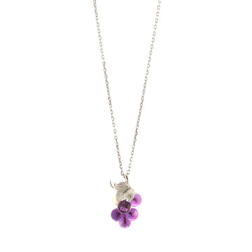 Mikimoto Grapes Motif Necklace 18K White Gold with Amethyst and Akoya Pearl