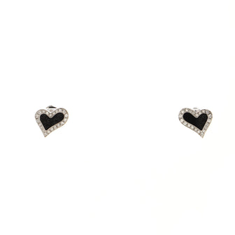 Piaget Limelight Hearts Earrings 18K White Gold with Diamonds and Onyx