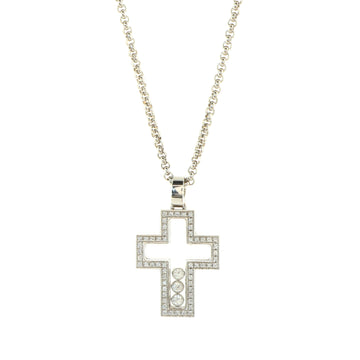 Chopard Happy Diamonds Cross Pendant Necklace 18K White Gold with Diamonds