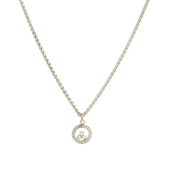 Chopard Happy 3 Diamonds Circle Pendant Necklace 18K White Gold and Floating Diamonds