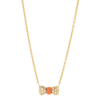 Van Cleef & Arpels Bow Necklace 18K Yellow Gold with Coral and Diamonds