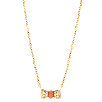 Van Cleef & Arpels Bow Necklace 18K Yellow Gold with Coral and Diamonds