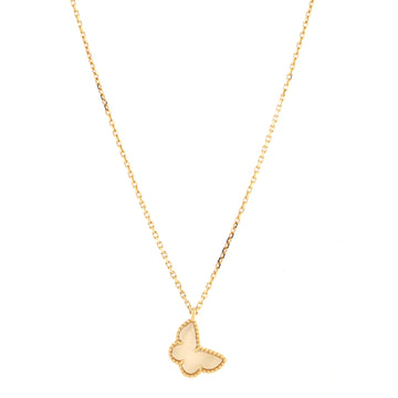 Van Cleef & Arpels Sweet Alhambra Butterfly Pendant Necklace 18K Yellow Gold and Mother of Pearl