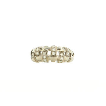 Tiffany & Co. Vannerie Basket Weave Ring 18K White Gold with Diamonds