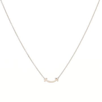 Tiffany & Co. T Smile Pendant Necklace 18K White Gold Mini