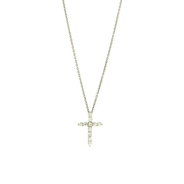 Tiffany & Co. Cross Pendant Necklace Platinum and Diamonds Small
