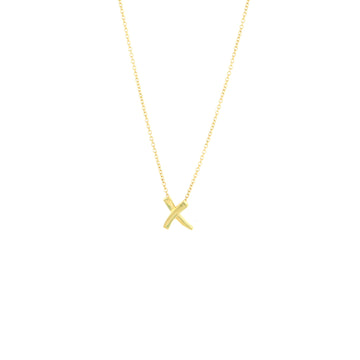 Tiffany & Co. Paloma Picasso Graffiti X Pendant Necklace 18K Yellow Gold Small