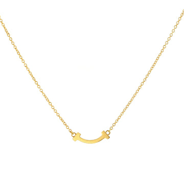 Tiffany & Co. T Smile Pendant Necklace 18K Yellow Gold Mini