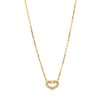 Cartier C Heart de Cartier Pendant Necklace 18K Rose Gold with Pave Diamonds