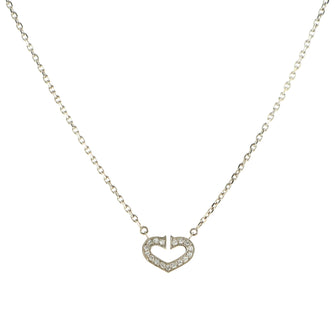 Cartier C Heart de Cartier Pendant Necklace 18K White Gold with Pave Diamonds