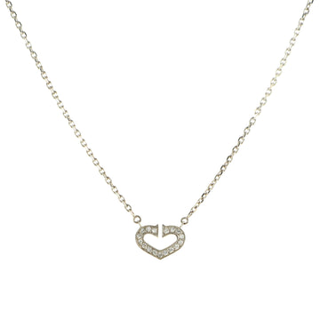 Cartier C Heart de Cartier Pendant Necklace 18K White Gold with Pave Diamonds