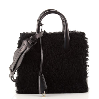 Balenciaga Padlock Nude Work Tote Shearling with Leather XS