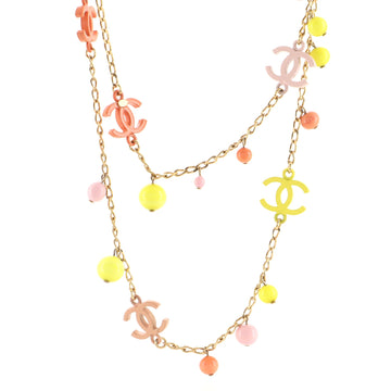 Chanel Multicolor CC Long Necklace Metal with Beads and Resin