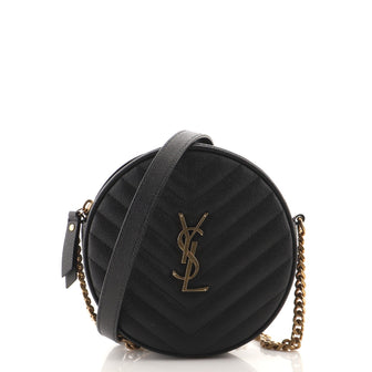 Saint Laurent Vinyle Round Camera Bag Matelasse Chevron Leather