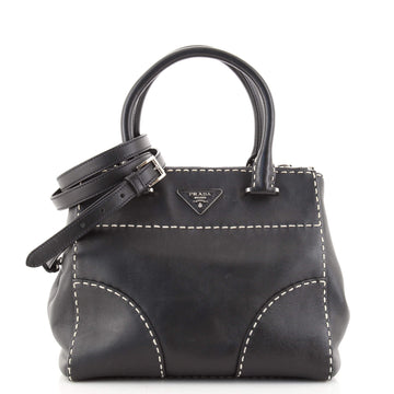 Prada Twin Pocket Tote Stitched City Calf Small