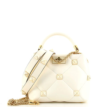 Valentino Roman Stud Top Handle Bag Quilted Leather Small