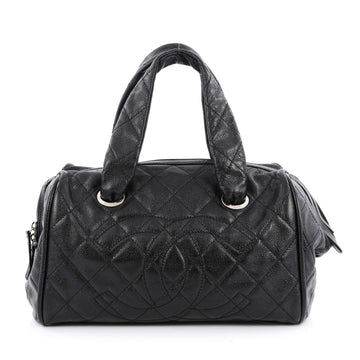 Classic Bowler Bag Quilted Caviar Small