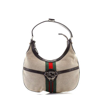 Gucci Reins Web Hobo Canvas Medium