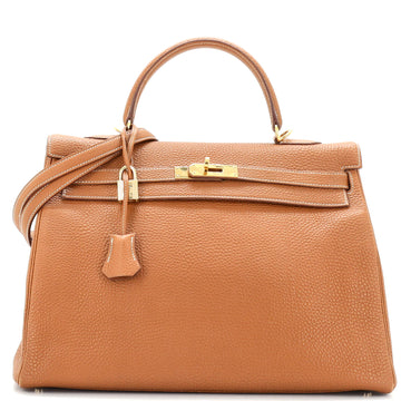 Hermes Kelly Handbag Brown Togo with Gold Hardware 35