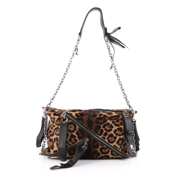 Christian Louboutin Trophe Shoulder Bag Pony Hair Medium Print