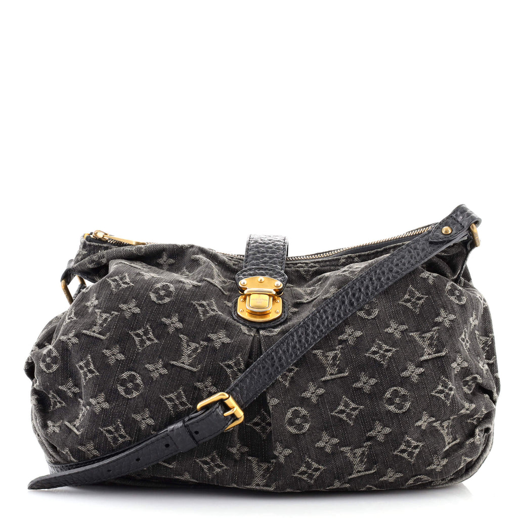 LOUIS VUITTON BLACK MONOGRAM DENIM XS HOBO BAG