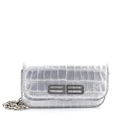 Balenciaga Gossip Wallet on Chain Crocodile Embossed Leather