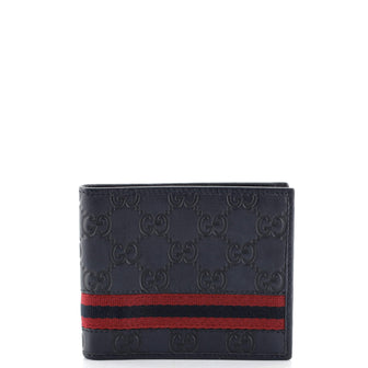 Gucci Web Bifold Wallet Guccissima Leather