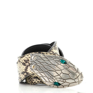 Gucci Waved Snake Belt Snakeskin and Metal Wide