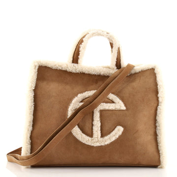 Telfar UGG Shopping Tote Suede with Shearling Medium