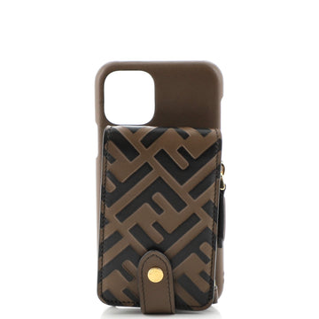 Fendi Phone Case with Pouch Leather with Zucca Embossed Detail iPhone 11 Pro
