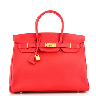 Hermes Birkin Handbag Red Epsom with Gold Hardware 35