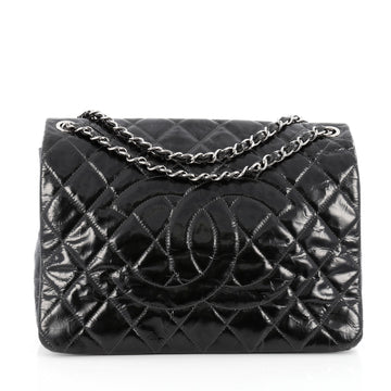 Chanel Chain CC Full Flap Bag Quilted Patent Large Black