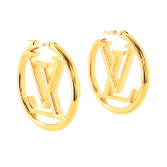 Louis Vuitton Metal Small Louise Hoop Earrings Gold