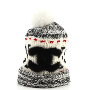 Chanel Multi CC Pom Pom Beanie Wool and Shearling