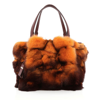 Tod's Flower Bag Fox Fur Small Orange
