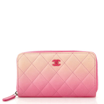 Chanel Zip Around Wallet Quilted Ombre Lambskin Small
