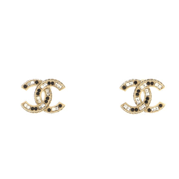 Chanel CC Stud Earrings Metal with Crystals
