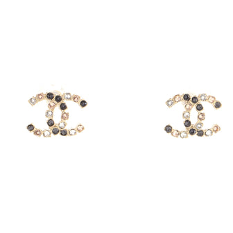 Chanel CC Stud Earrings Crystal Embellished Metal