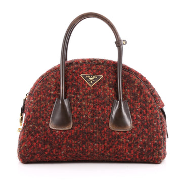 Prada Vichy Vintage Bowler Bag Tweed Large Multicolor