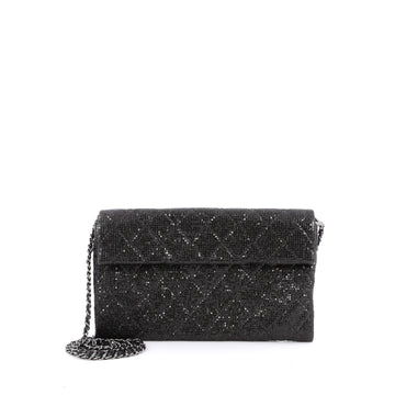 Chanel Chain Flap Crossbody Bag Quilted Iridescent Fabric Small Black