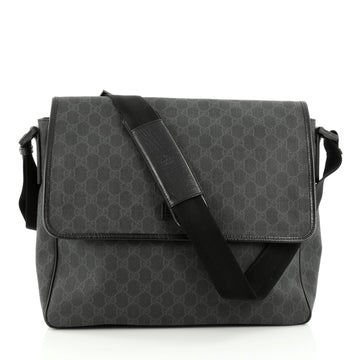 Gucci Flap Messenger Bag GG Coated Canvas Medium Black